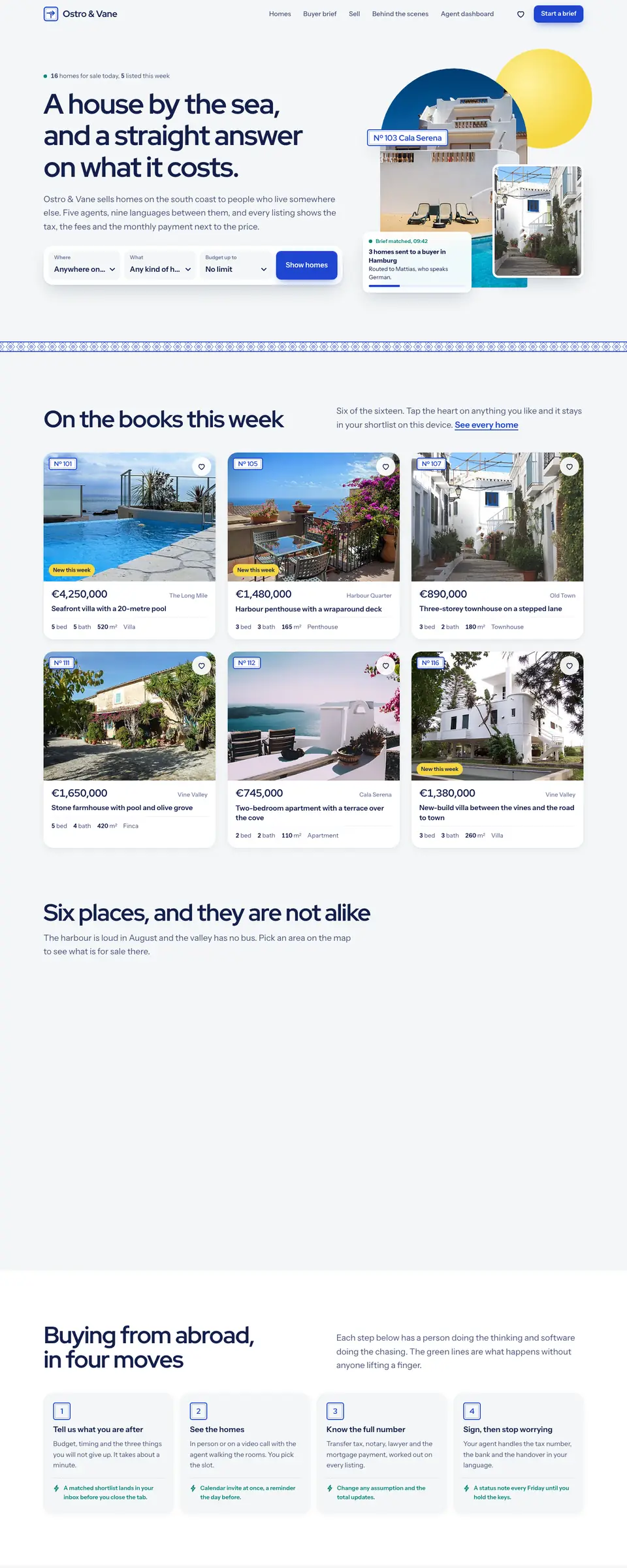 Home page of the Ostro and Vane demo site